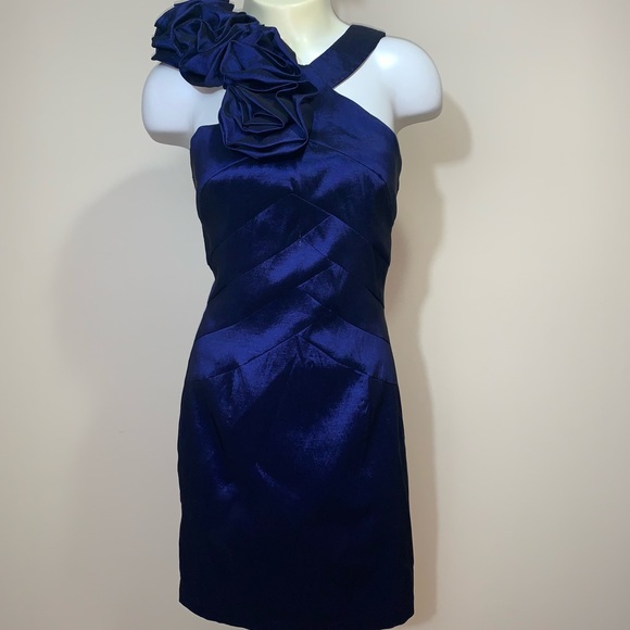 Ruffle Halter neck purple-blue mini dress - Picture 2 of 7